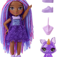 RAINBOW HIGH Littles -Indigo Bailey, Purple 5.5" Posable Small Doll with Purse, Magical Pet Fox