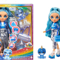 RAINBOW HIGH - Slime Kit & Pet - Skyler 11" Shimmer Posable Fashion Doll with DIY Sparkle Slime, Magical Yeti Pet