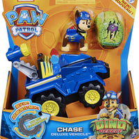 Paw Patrol - Dino Rescue - Chase's Deluxe Rev Up Vehicle with Mystery Dinosar Figure