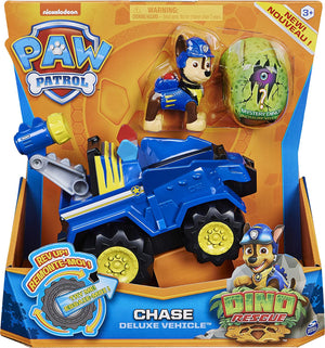 Paw Patrol - Dino Rescue - Chase's Deluxe Rev Up Vehicle with Mystery Dinosar Figure