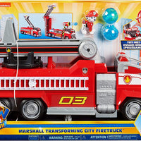 Paw Patrol -  MOVIE - Marshall’s Transforming Movie City Fire Truck with Extending Ladder, Lights, Sounds and Action Figure - On clearance